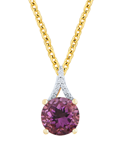 Amethyst Pendant - 10ct Yellow Gold Amethyst & Diamond Pendant - 788031