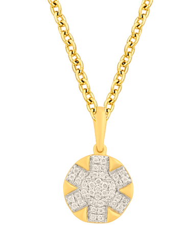 Diamond Pendant - 10ct Yellow Gold Diamond Set Pendant - 788041