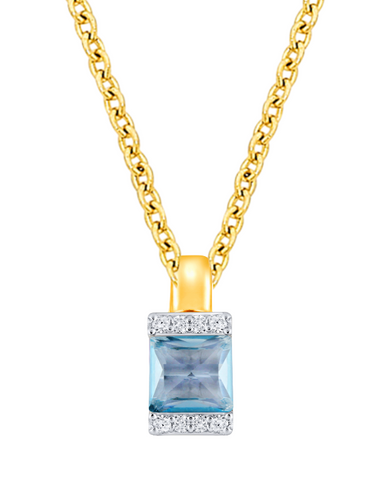 Blue Topaz Pendant - 10ct Yellow Gold Blue Topaz & Diamond Pendant - 788061