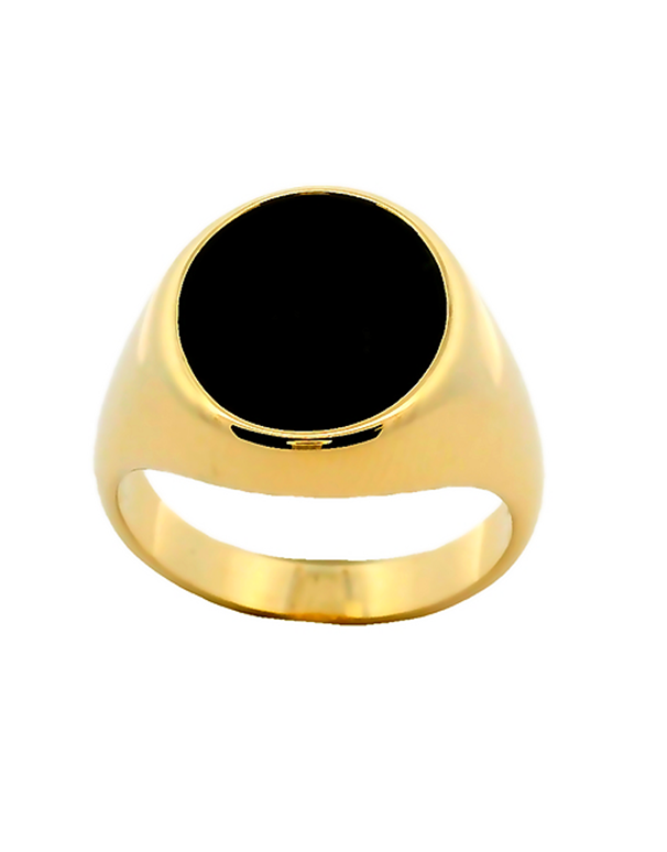 Men's Ring 10ct Yellow Gold Black Onyx Ring- 788128