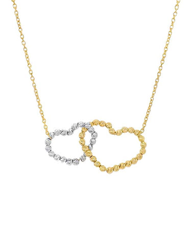 Scintilla Chain-10ct Two Tone 50cm Double Heart Necklet-788171