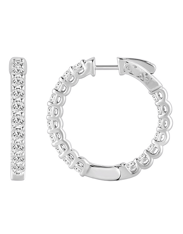 Diamond Earrings - 2.00ct Lab Grown Diamond Inside Out Hoops set in 10ct White Gold - 788198