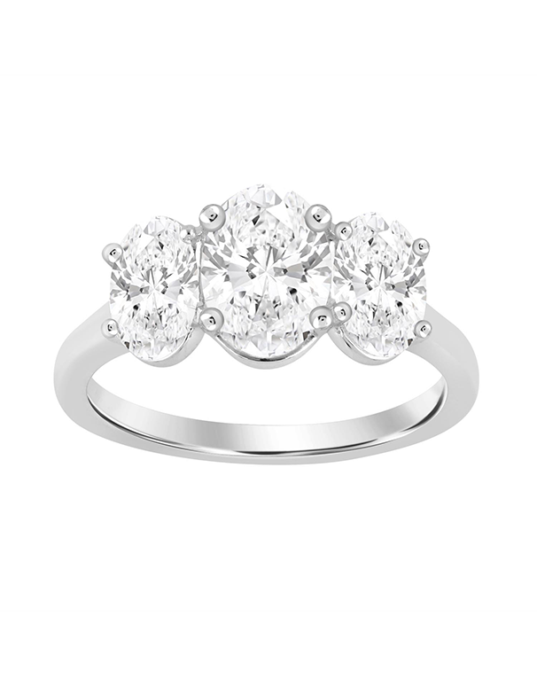 Diamond Ring 2.00ct Trilogy Oval Lab Grown Diamond Ring set in 14ct