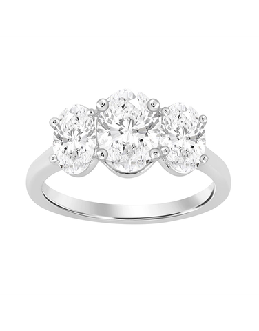 Diamond Ring - 2.00ct Trilogy Oval Lab Grown Diamond Ring, set in 14ct White Gold - 788213