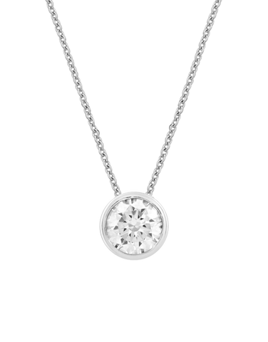 Diamond Pendant - 0.50ct Bezel Set Lab Grown Diamond Slider Pendant in 14ct White Gold - 788503