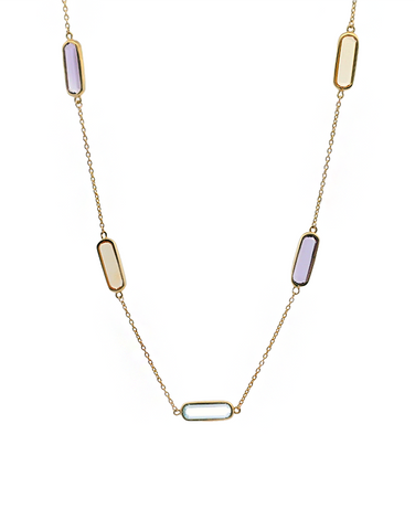 10ct Yellow Gold Blue Topaz, Amethyst and Citrine Necklet - 788593