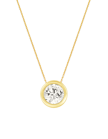 Diamond Pendant - 0.75ct Bezel Set Lab Grown Diamond Slider Pendant in 14ct Yellow Gold - 788873