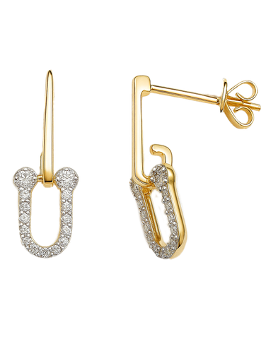 Diamond Earrings  - 10ct Yellow Gold Diamond Drop Earrings - 789330