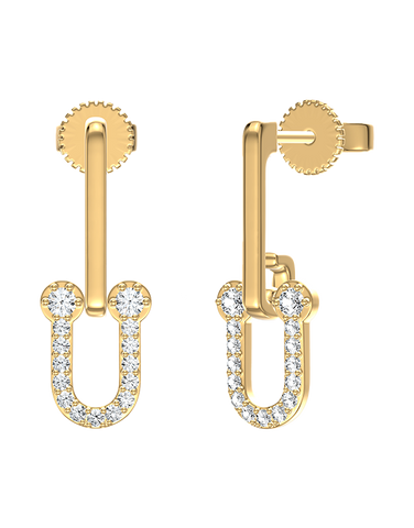 Diamond Earrings  - 10ct Yellow Gold Diamond Drop Earrings - 789330