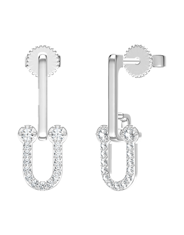 Diamond Earrings  - 10ct White Gold Diamond Drop Earrings - 789331