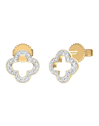 Diamond Earrings - 10ct Yellow Gold Diamond Set Earrings - 789334