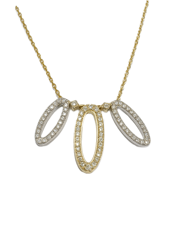 Diamond Necklet - 10ct Two Tone Diamond Set Necklet - 789336