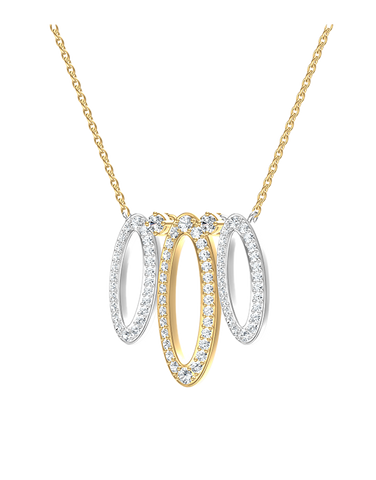 Diamond Necklet - 10ct Two Tone Diamond Set Necklet - 789336