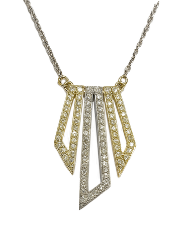 Diamond Necklet - 10ct Two Tone Diamond Set Necklet - 789337