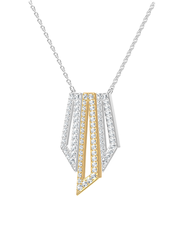 Diamond Necklet - 10ct Two Tone Diamond Set Necklet - 789337