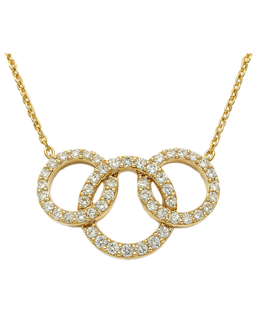 Diamond Necklet  - 10ct Yellow Gold Diamond Set Circles Necklet - 789338