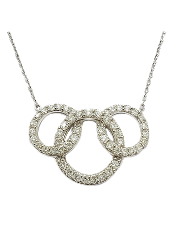 Diamond Necklet  - 10ct White Gold Diamond Set Circles Necklet - 789339