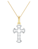 Diamond Pendant - 10ct Yellow Gold Diamond Set Cross Pendant - 789340