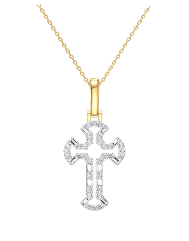 Diamond Pendant - 10ct Yellow Gold Diamond Set Cross Pendant - 789340