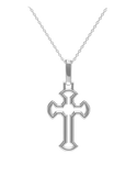 Diamond Pendant - 10ct White Gold Diamond Set Cross Pendant - 789341
