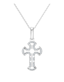 Diamond Pendant - 10ct White Gold Diamond Set Cross Pendant - 789341