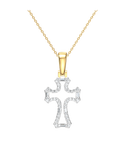 Diamond Pendant - 10ct Yellow Gold Diamond Set Cross Pendant - 789342