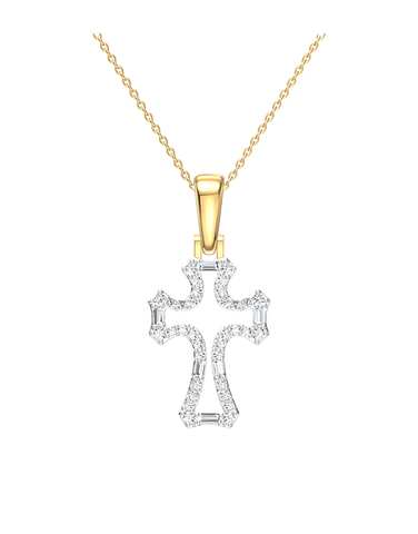Diamond Pendant - 10ct Yellow Gold Diamond Set Cross Pendant - 789342