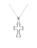 Diamond Pendant - 10ct White Gold Diamond Set Cross Pendant - 789343