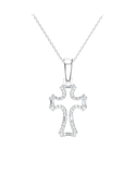 Diamond Pendant - 10ct White Gold Diamond Set Cross Pendant - 789343
