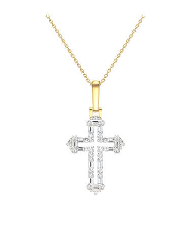 Diamond Pendant - 10ct Yellow Gold Diamond Set Cross Pendant - 789344