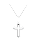 Diamond Pendant - 10ct White Gold Diamond Set Cross Pendant - 789345