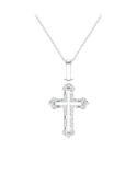 Diamond Pendant - 10ct White Gold Diamond Set Cross Pendant - 789345
