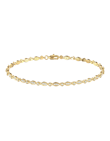 Diamond Bracelet - 10ct Yellow Gold Diamond Set Bracelet - 789348