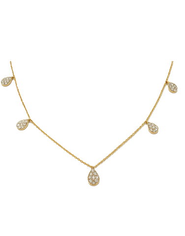 Diamond Necklet - 10ct Yellow Gold Diamond Set Station Necklet - 789350