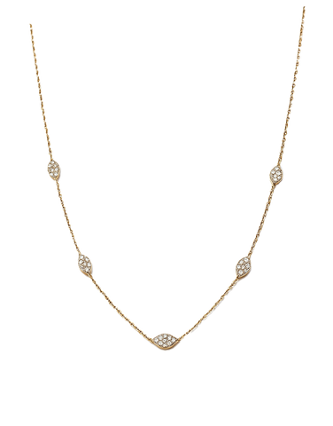 Diamond Necklet - 10ct Yellow Gold Diamond Set Station Necklet - 789352