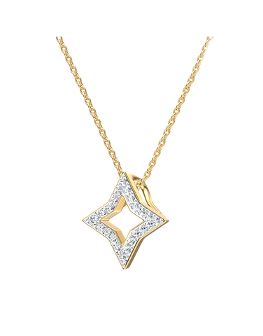 Diamond Pendant - 10ct Yellow Gold Diamond Set Pendant - 789356
