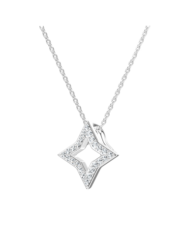 Diamond Pendant - 10ct White Gold Diamond Set Pendant - 789357
