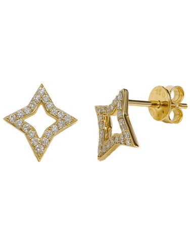 Diamond Earrings - 10ct Yellow Gold Diamond Set Earrings - 789360