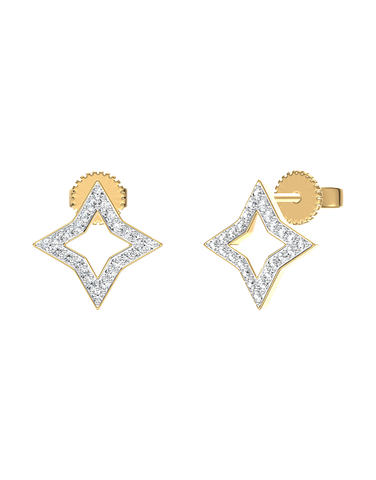 Diamond Earrings - 10ct Yellow Gold Diamond Set Earrings - 789360