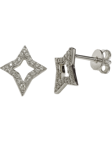 Diamond Earrings - 10ct White Gold Diamond Set Earrings - 789361