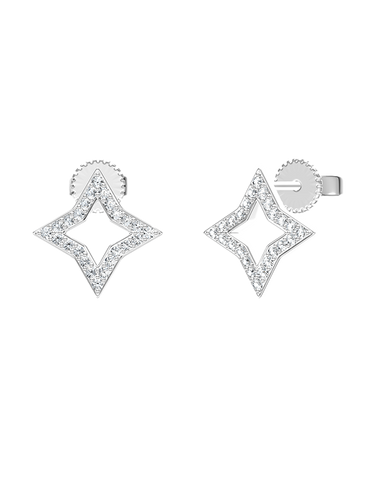 Diamond Earrings - 10ct White Gold Diamond Set Earrings - 789361