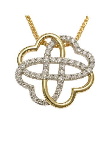 Diamond Pendant - 10ct Yellow Gold Diamond Set Pendant - 789364