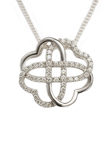 Diamond Pendant - 10ct White Gold Diamond Set Pendant - 789365