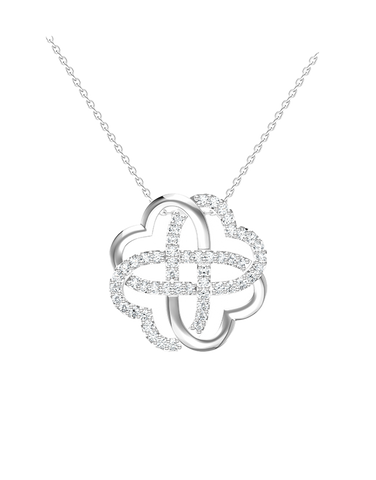 Diamond Pendant - 10ct White Gold Diamond Set Pendant - 789365