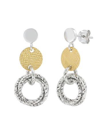 Mode d'Amelie - Sterling Silver & Gold Tone Drop Earrings - 789389