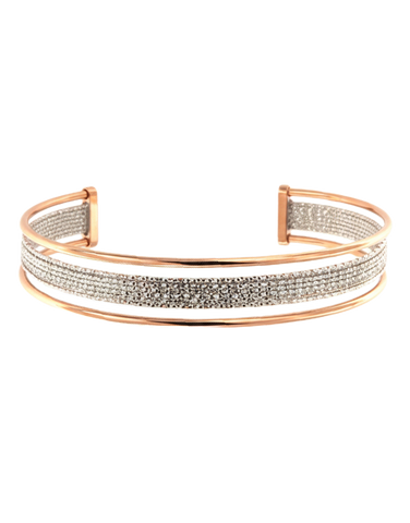 Mode d'Amelie - Sterling Silver and Rose Tone Cuff Bangle - 789391
