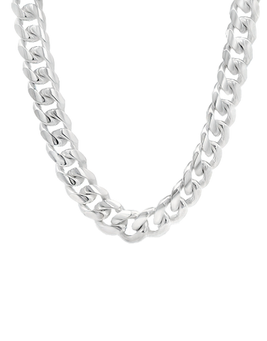 Silver Chain - Men's Silver 60cm Heavy Flat Curb Link Chain - 790129