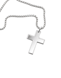 Sterling Silver 55cm Rounded Box Chain with Cross - 790132