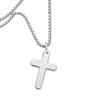 Sterling Silver 54cm Rounded Box Chain with Cross - 790135