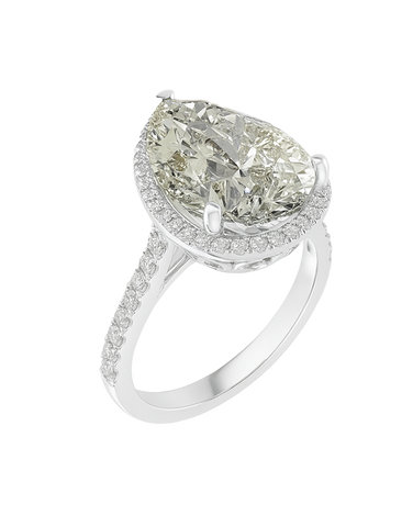 Green Amethyst - 14ct White Gold Green Amethyst and Diamond Cocktail Ring - 790257